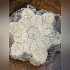 Organic Holiday Soap Bar Gift Wrapped Stocking Stuffer Snowflake Gift for Her